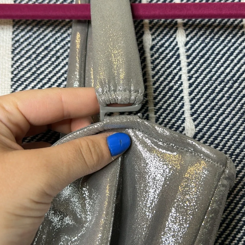 SKIMS Silver Metallic Bandeau Bikini Top only no tags